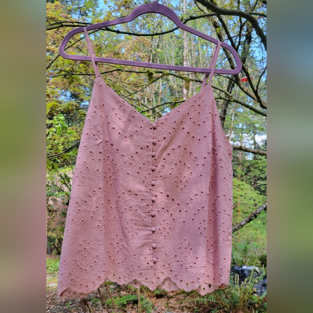 New Mustard Seed Large Eyelet Layering Pink Tank